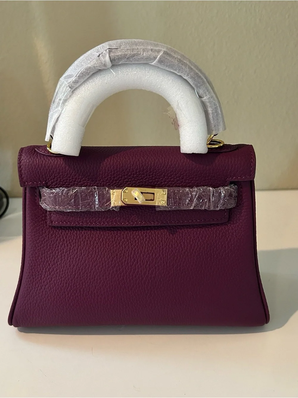 20cm Purple Mini Leather Satchel